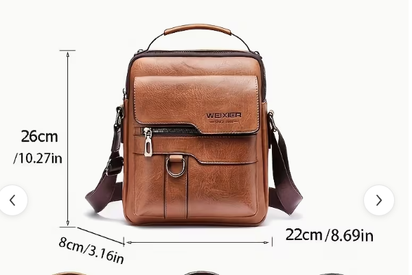 New men's genuine leather sling backpack—a high-capacity commuter bag featuring vintage street style, an adjustable strap, and durable cowhide; suitable for business travel and daily use, and a perfect gift for Father's Day.