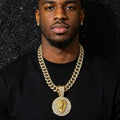 New European & American Hip‑hop Men’s Necklace, Full‑paved Diamond Cuban Link Chain, Unique Round Lion Head Animal Pendant