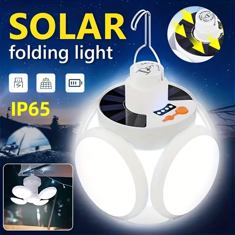 Solar Folding LED Bulb Light, Portable Rechargeable Emergency Hanging Lamp with 5 Modes, IP65 Waterproof for Home Power Outage Camping Tanzania