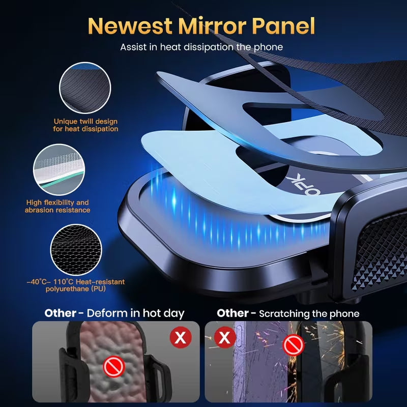TOPK Car Phone Holder, 360° Rotation Suction Cup Mobile Phone Mount, One‑Hand Quick Release Car Smartphone Stand for Dashboard & Windshield