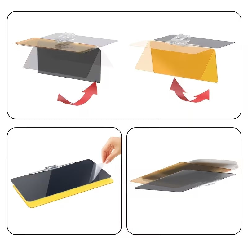 Dual-purpose Day and Night Car Sun Visor, 2-in-1 Car Anti-glare Goggles, Suitable for Day and Night Use - Anti-glare Polarized Windshield Sunshade with UV Protection, Made of Sturdy ABS Material, Easy Clip-on Installation