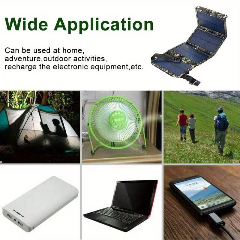 Portable Foldable Solar Panel Charger, Camouflage Waterproof Outdoor Solar Power Bank for Camping Hiking Travel, USB Solar Charger for Phone Power Bank