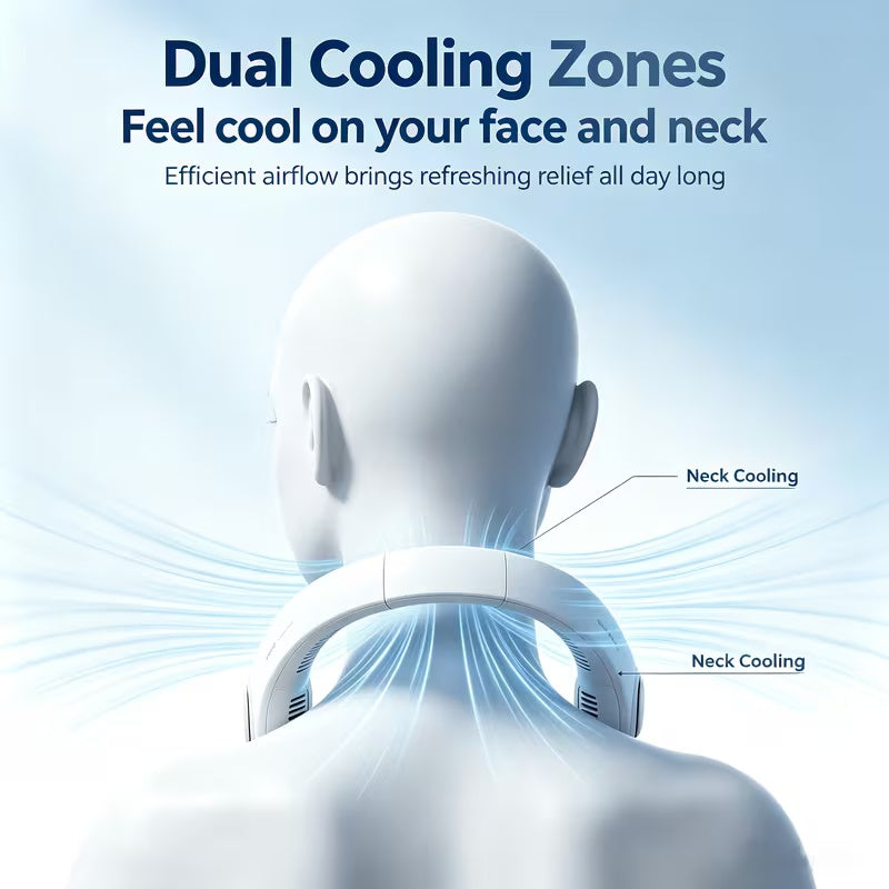 ISULIFE Portable Neck Fan – Hands-Free 360° Cooling Bladeless Fan