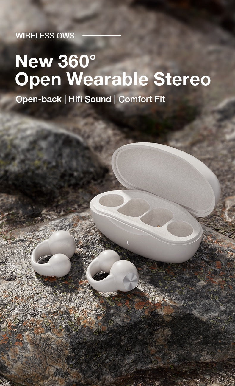 Open‑Ear OWS Wireless Bluetooth 5.3 Earbuds, Clip‑on Bone Conduction Stereo Headphones, 48H Playtime, ENC Noise Cancelling Touch Control Sports Earphones for Daily & Outdoor Use in Tanzania