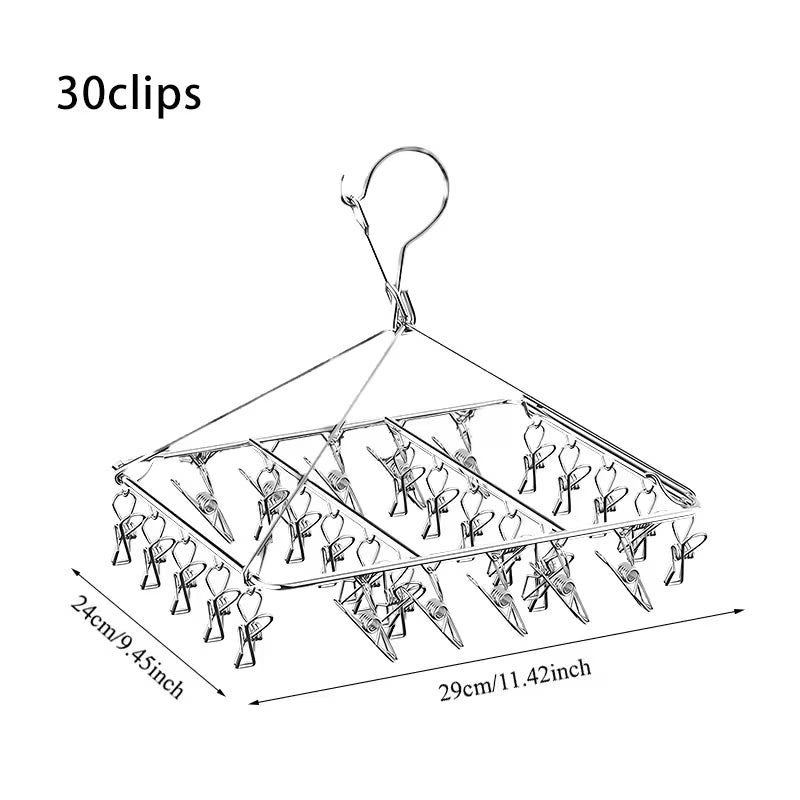 A windproof hanging laundry rack with clips—suitable for clothes, socks, and underwear; a space-saving, multifunctional drying rack for use in homes, bedrooms, and on balconies.