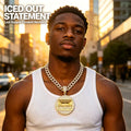 Iced Out Last Supper Pendant Necklace for Men, Gold Plated Rhinestone Cuban Link Chain, Luxe Hip Hop Faith Statement Jewelry
