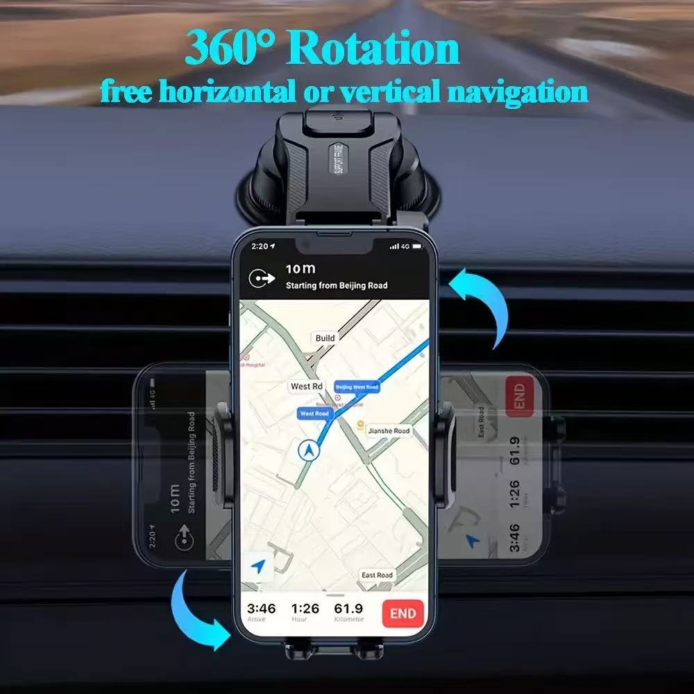 Heavy‑duty stable car phone holder designed for rough Tanzanian roads. 360 degree rotation, strong suction, one‑touch release, compatible with 4‑7 inch smartphones. Ideal for taxi & private drivers.