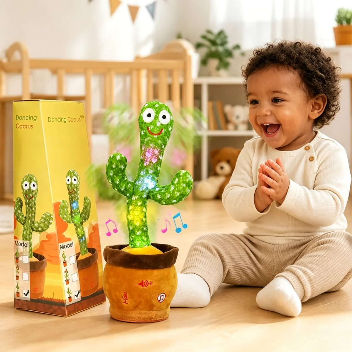 Dancing Cactus Toy | Singing Talking Recording Plush Cactus, Built-in 1099 songs, USB Rechargeable, LED Light Up, Repeat What You Say, Interactive Early Education Toy for Kids 6 Months+, Perfect Gift for Children in Tanzania