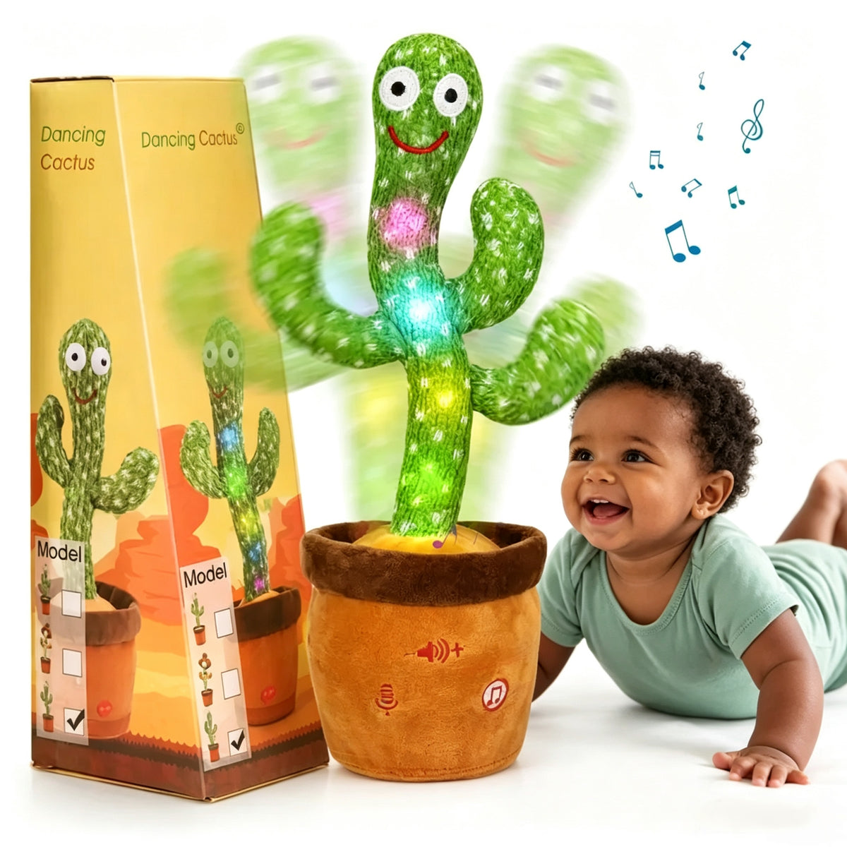 Dancing Cactus Toy | Singing Talking Recording Plush Cactus, Built-in 1099 songs, USB Rechargeable, LED Light Up, Repeat What You Say, Interactive Early Education Toy for Kids 6 Months+, Perfect Gift for Children in Tanzania