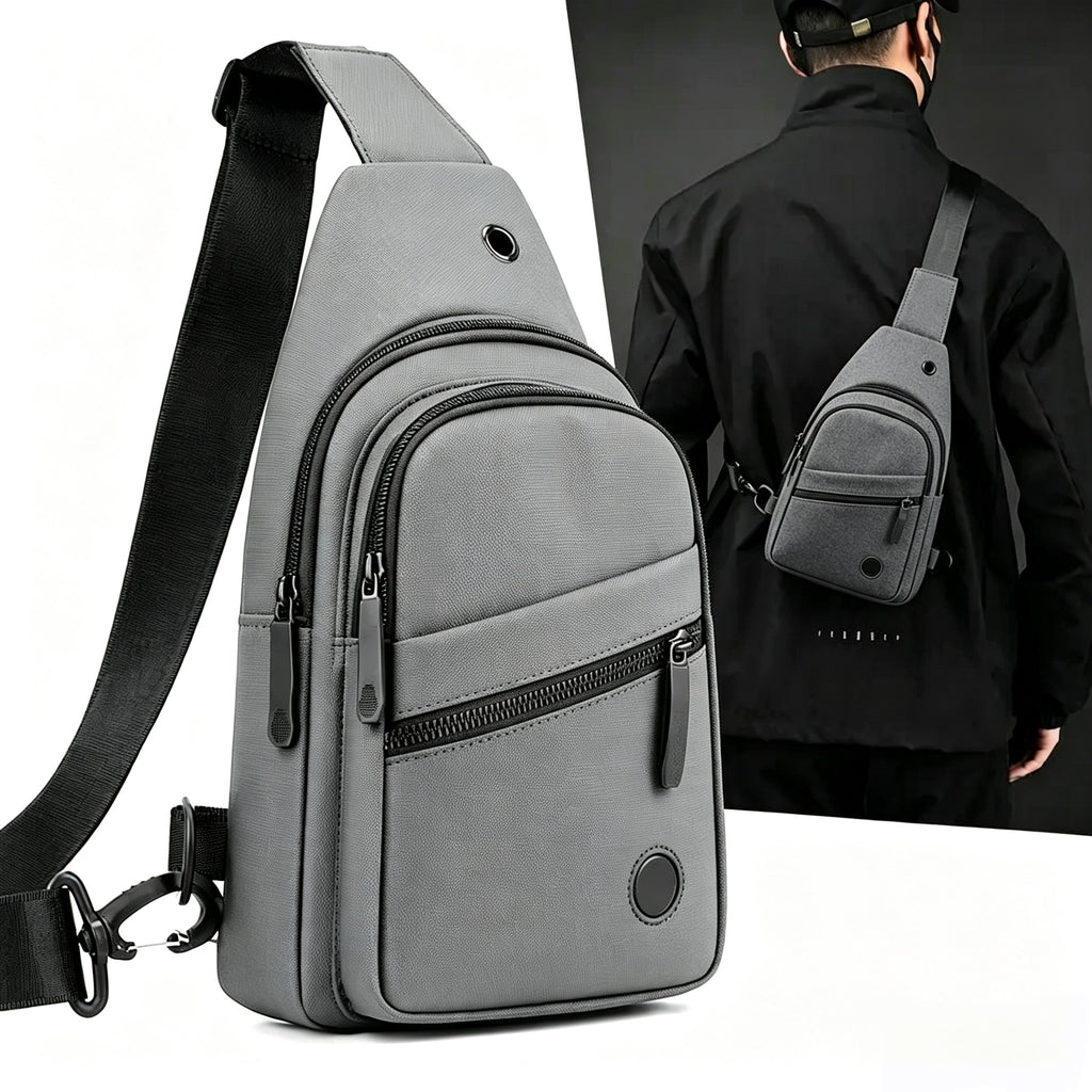 Men's Waterproof Nylon Sling Chest Bag | Multi-Pocket Crossbody Shoulder Bag with Headphone Hole, Adjustable Strap, for Daily Travel & Outdoor