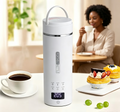 Portable Electric Kettle 450ml | 6 Temperature Presets Travel Heating Cup, Dry Burn Protection, Leakproof Stainless Steel Mini Hot Water Boiler for Home Office Travel