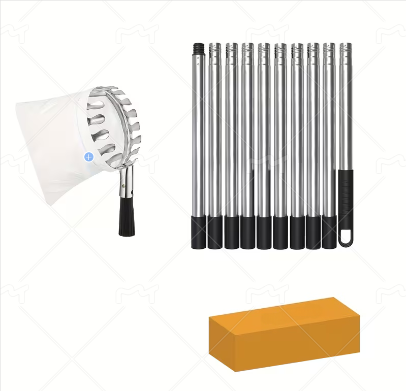 Adjustable Agricultural Fruit Picking Pole with Basket – Lightweight Telescopic Stainless Steel Tool for Apples, Mangoes, Lemons, and Oranges – Large Non-Woven Catching Basket