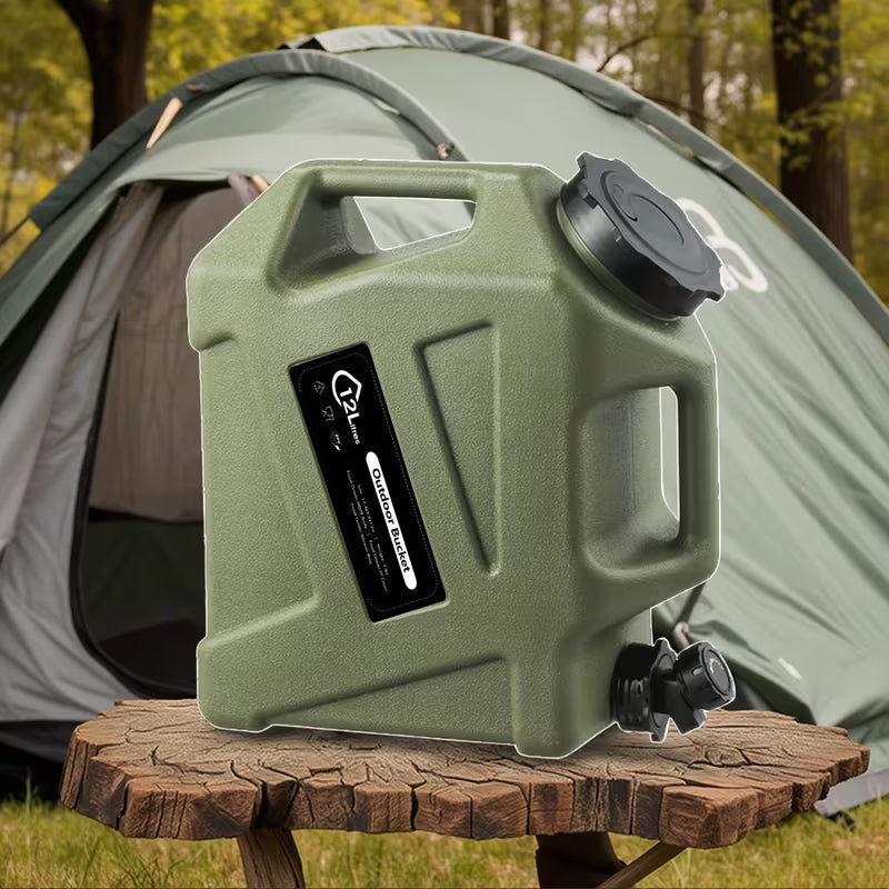 3.17-Gallon (12L) Water Container with Dual Handles and Spigot – BPA-Free PVC Tank – Versatile Water Storage for Outdoors, Camping, RVs, and Hiking