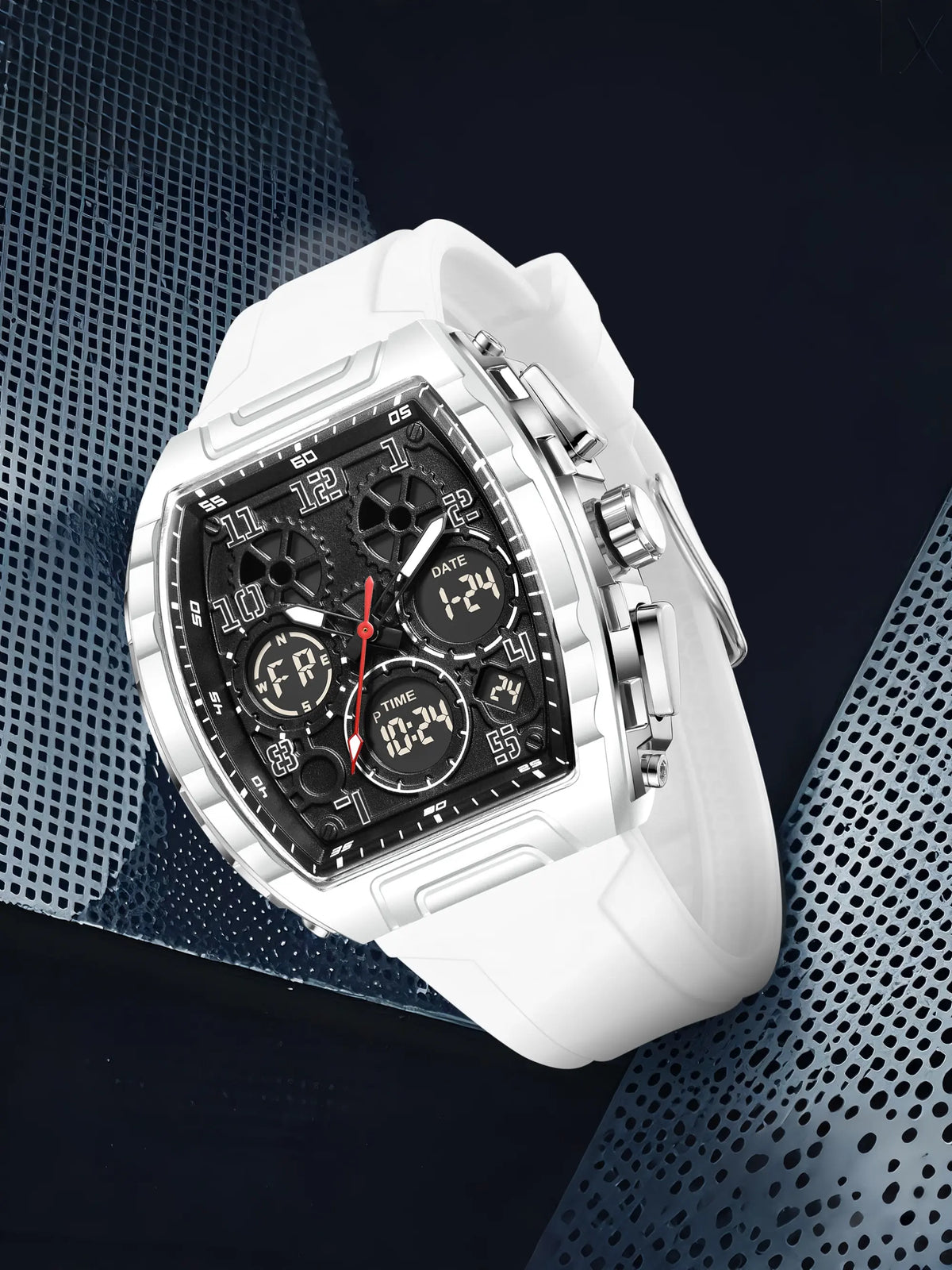 Sporty Dual Display Watch for Men , Analog Digital Wristwatch, Analog-Digital Quartz Movement, Blue Band, Perfect Gift for All Seasons