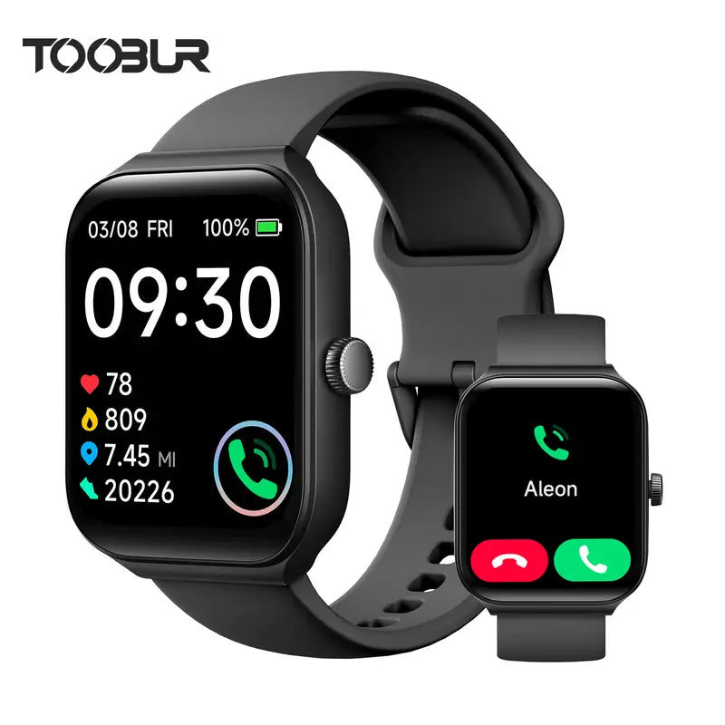 TOOBUR Smart Watch for Men Women | Bluetooth 5.3 Calling, IP68 Waterproof, 100 Sports Modes, Sleep & Activity Tracker Fitness Watch