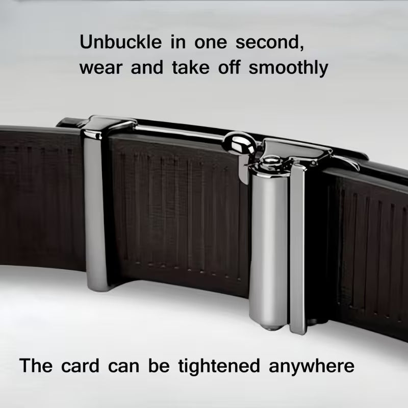 Calvin Premium Automatic Buckle Leather Belt – 1-Second Quick Release, No-Hole Adjustable Strap