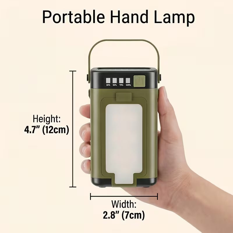 Portable Solar Camping Lantern, Fold‑Out 4 LED Panels, IPX4 Waterproof Rechargeable Emergency Lamp with Hanging Hook & Power Display for Outdoor Safari & Home Blackout