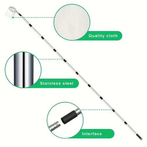 Adjustable Agricultural Fruit Picking Pole with Basket – Lightweight Telescopic Stainless Steel Tool for Apples, Mangoes, Lemons, and Oranges – Large Non-Woven Catching Basket