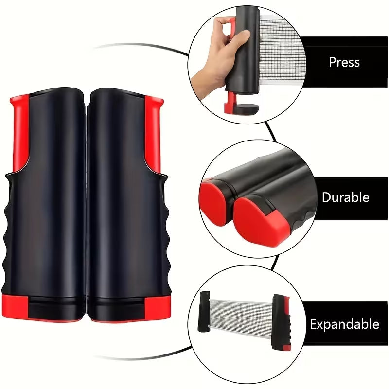 Portable Table Tennis Set with Retractable Net, 2 Ping Pong Paddles, 6 Balls & Storage Bag, Indoor Outdoor Ping Pong Kit for Kids Adults