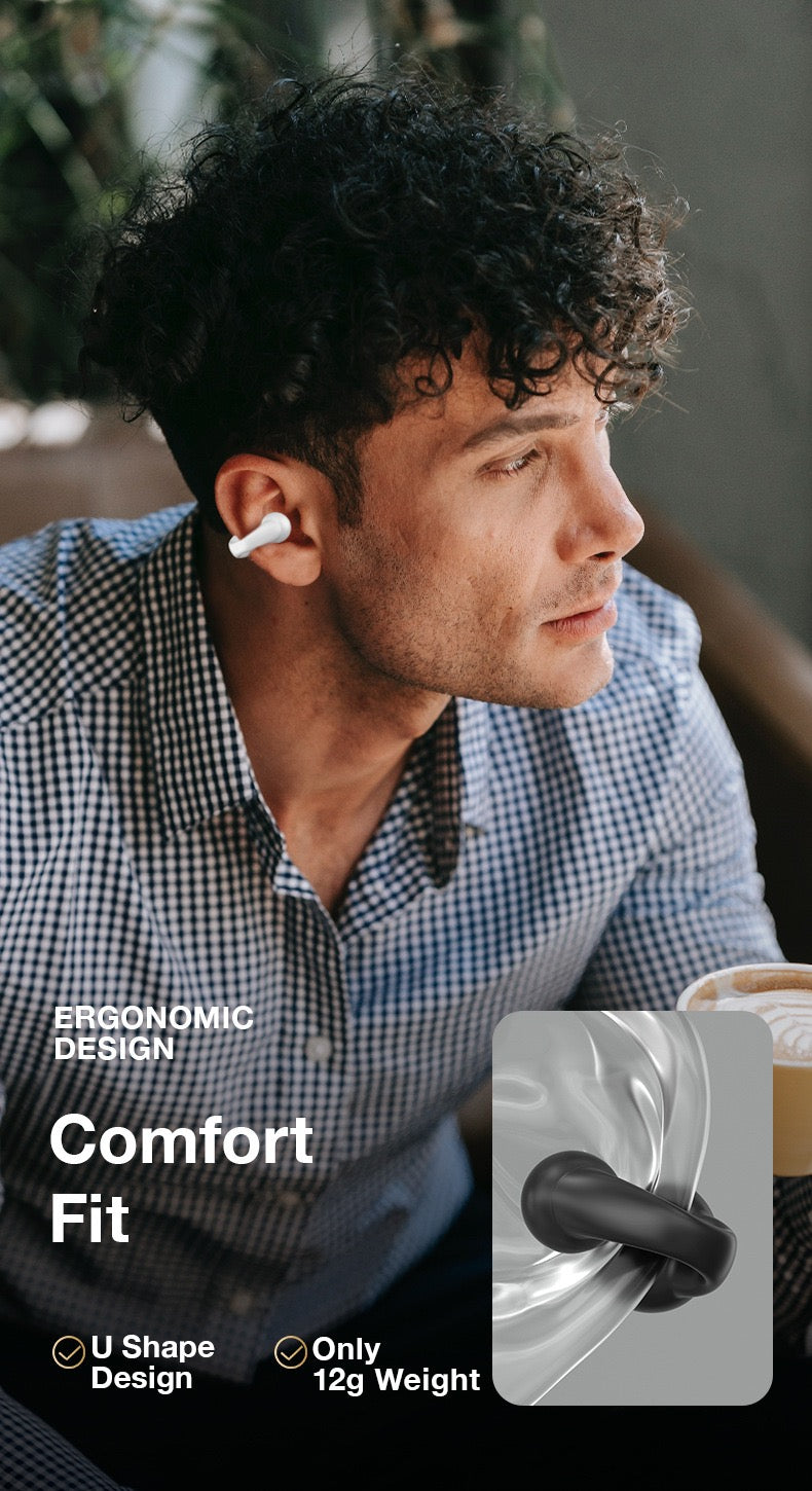 Open‑Ear OWS Wireless Bluetooth 5.3 Earbuds, Clip‑on Bone Conduction Stereo Headphones, 48H Playtime, ENC Noise Cancelling Touch Control Sports Earphones for Daily & Outdoor Use in Tanzania