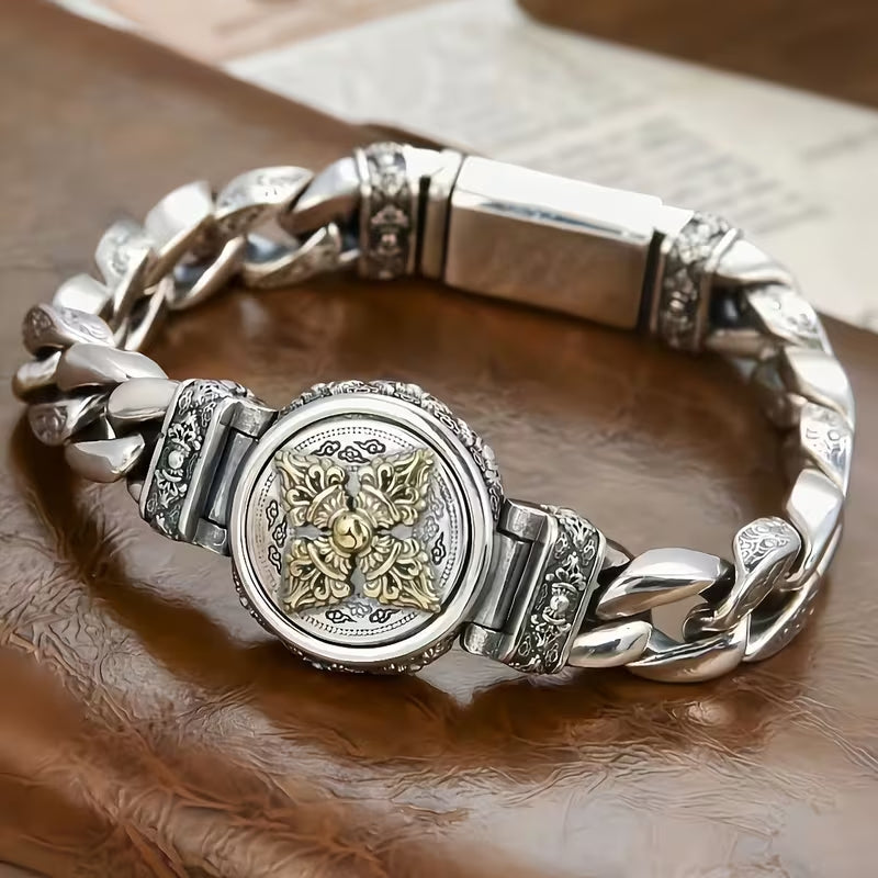 Eye-catching, classic, and durable: elevate your style by wearing this high-end, ethnic-inspired rotating bracelet.