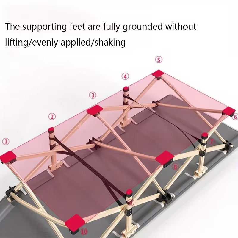 75-Inch Extra-Large Heavy-Duty Outdoor Folding Bed – Thickened Camping Cot with Flip Mattress, 600 LBS (approx. 272 kg) Load-Bearing Capacity, Portable Guest Bed & Carry Bag for Adults