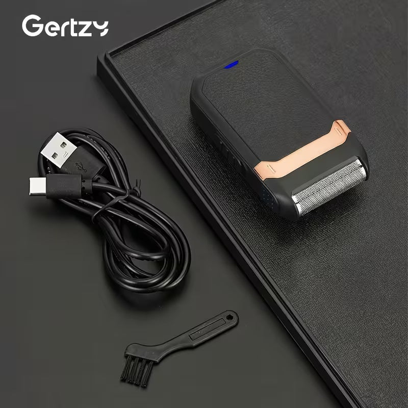 Gertzy Portable Electric Shaver – Men's Rechargeable Foil Razor with Floating Blade & USB Charging (Pocket-Size) | Ultra-Comfort Face Fit