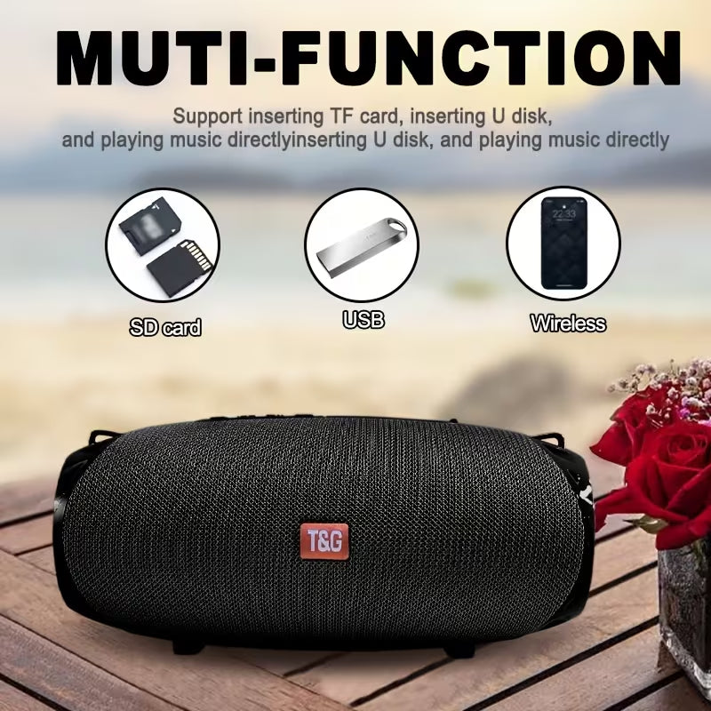Portable Wireless Speaker, Dual Speakers, Wireless Speaker, TWS Stereo High-Resolution Audio, Hands-Free Calling/FM/TF Card/USB Drive, Connects to Phone/Tablet/TV, Supports Card & USB Drive, Compatible with TF Card/USB Drive/Built-in Microphone