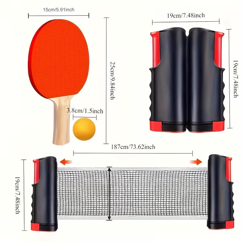 Portable Table Tennis Set with Retractable Net, 2 Ping Pong Paddles, 6 Balls & Storage Bag, Indoor Outdoor Ping Pong Kit for Kids Adults