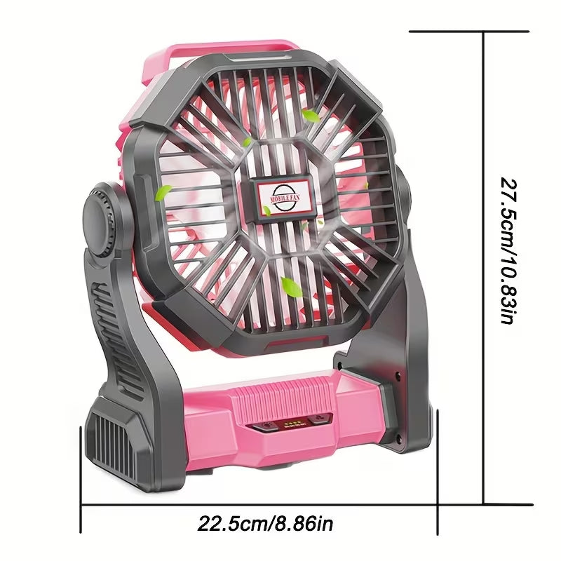 Rechargeable Camping Fan with LED Lantern,10000mAh Battery,360°Hanging Hook,125°Pivoting Head,Quiet Brushless Motor,Portable Outdoor Tent Fan with Power Bank Function for Camping Fishing Hiking