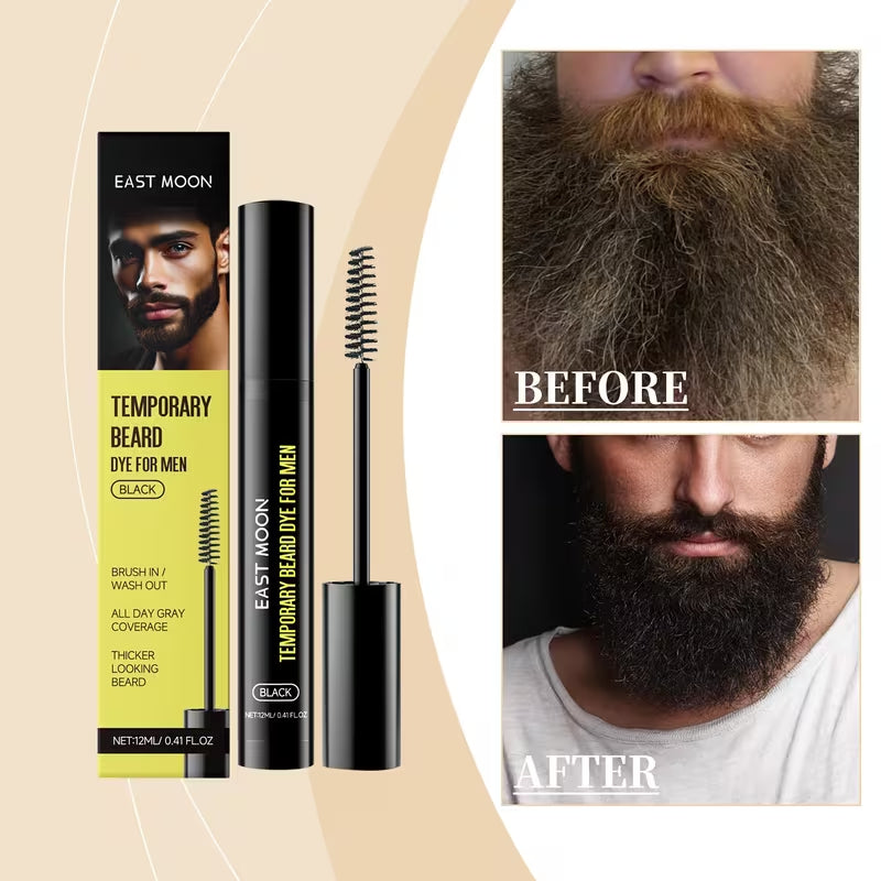 3pcs Set 0.41oz X 3pcss Men'S Black Beard Dye Eyebrow Tinting Cream with Brush Natural Long-Lasting Non-Fading Moisturizing