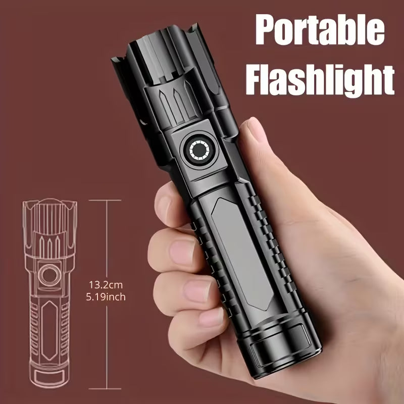 Rechargeable Zoomable LED Flashlight, 3 Lighting Modes, Portable USB Charging Tactical Torch for Camping Hiking Outdoor Emergencies (2 Pack)