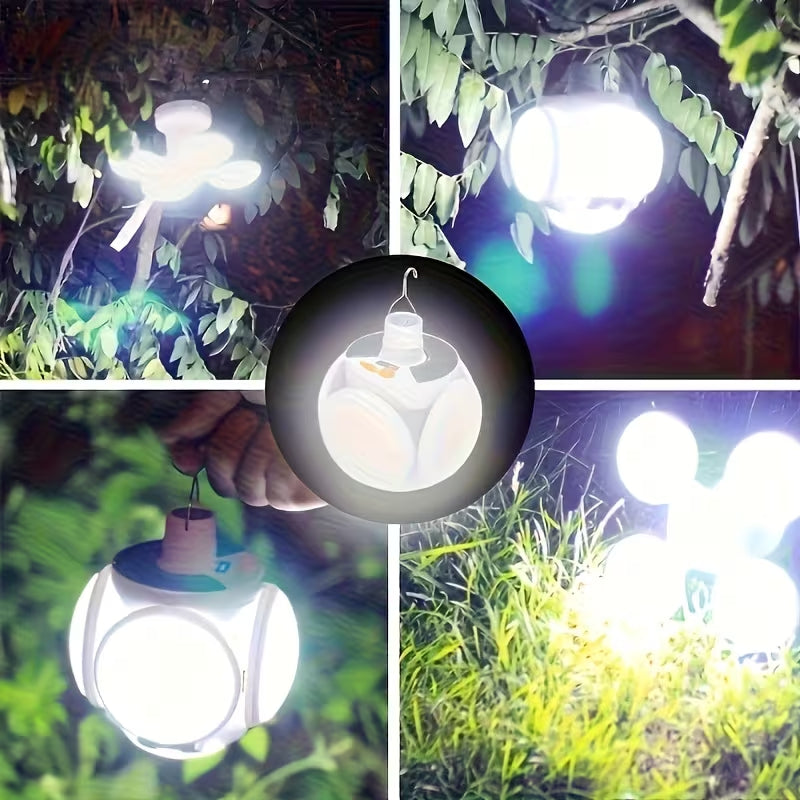 Solar Folding LED Bulb Light, Portable Rechargeable Emergency Hanging Lamp with 5 Modes, IP65 Waterproof for Home Power Outage Camping Tanzania