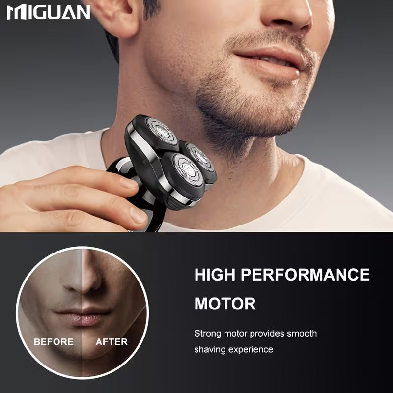 6D Electric Shaver for Men, 3 in 1 Rechargeable Rotary Shaver with Digital Display, Multifunctional Grooming Kit for Beard, Sideburn & Nose Hair Trimming