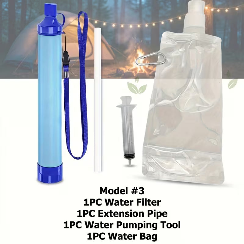 Outdoor Personal Water Filter, Ultralight 4-Stage Filtration System Portable Water Purifier Survival Straws for Outdoor Travel Wilderness Expedition And Emergency Situations