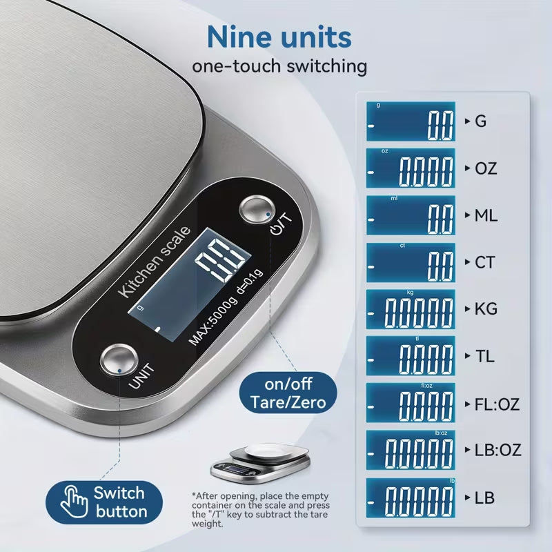 1pc Shipping Scale, Mail Scale, 9 Measurement Units, Precision Digital Scale, 10kg/1g, Stainless Steel Platform, Multifunctional Digital Scale, Small Business Supplies, Suitable for Office, Home Use