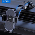 TOPK Car Phone Holder, 360° Rotation Suction Cup Mobile Phone Mount, One‑Hand Quick Release Car Smartphone Stand for Dashboard & Windshield