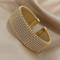 Vintage Stainless Steel Braided Mesh Open Bracelet, Classic Cuff Waterproof Jewelry, for Women Men Daily Party Wear Jewelry Additions Gifts