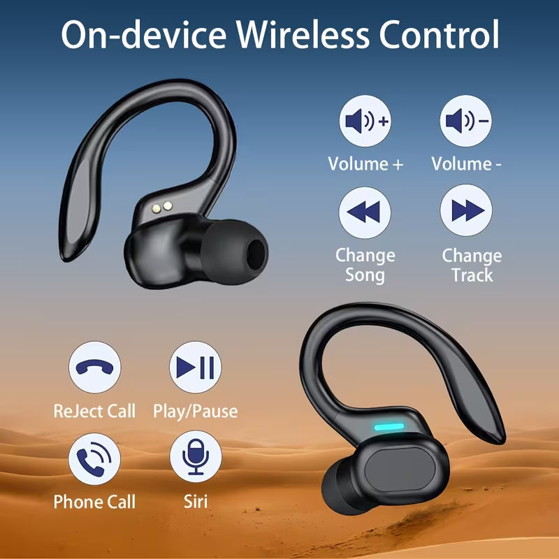 SP16 Wireless Earbuds – Hi-Fi Sound with Flexible Earhooks, One-Step Pairing & Touch Controls