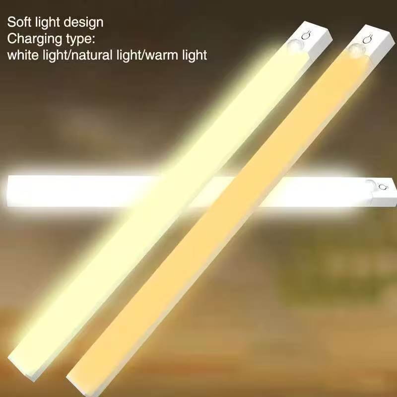 LED Motion Sensor Under Cabinet Light, 20cm Rechargeable Magnetic LED Closet Light, Dimmable Night Light with 3 Color Temperatures, Suitable for Kitchens, Stairs, Wardrobes and More.