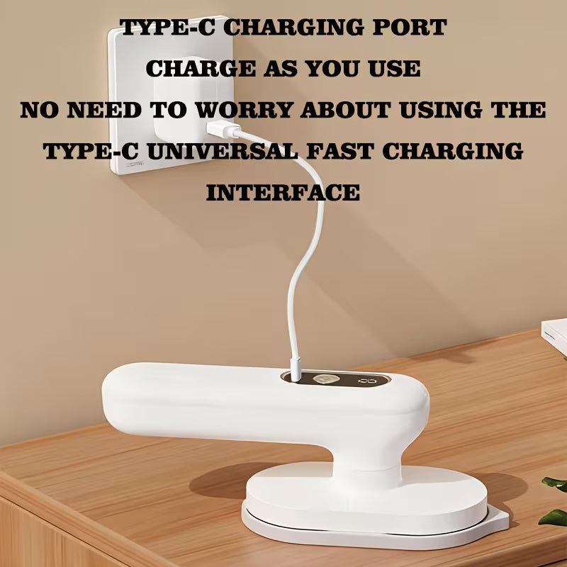 Wireless Portable Garment Steamer, 3-Speed Mini Handheld Clothes Iron, Wet & Dry Dual Use, Type-C Charging Travel Fabric Iron for Home and Business Trips