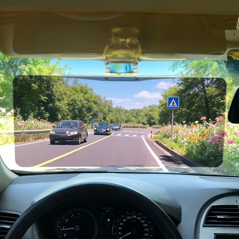 Dual-purpose Day and Night Car Sun Visor, 2-in-1 Car Anti-glare Goggles, Suitable for Day and Night Use - Anti-glare Polarized Windshield Sunshade with UV Protection, Made of Sturdy ABS Material, Easy Clip-on Installation