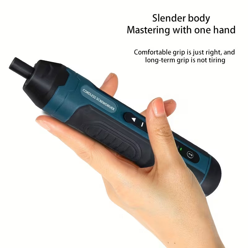 3.7V Rechargeable Cordless Electric Screwdriver, 4 Torque Settings Portable Power Screwdriver with 20pcs Bits Set for Home Repair & DIY Projects