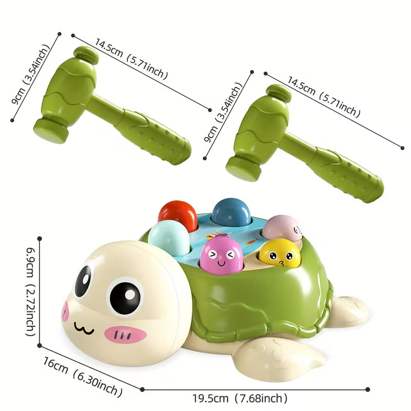 Turtle Whack A Mole Game Toy, Fine Motor Skills Early Learning Toy for Toddlers, No Batteries Kids Hammering Pounding Toy