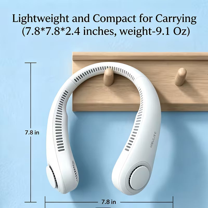 ISULIFE Portable Neck Fan – Hands-Free 360° Cooling Bladeless Fan