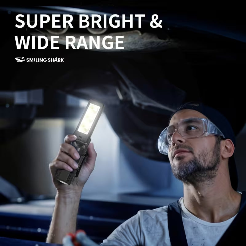 GZ-5108 Magnetic LED Work Light, 180° Rotatable Rechargeable COB Inspection Lamp, 4 Light Modes, Type-C Charging, Hands-Free Flashlight for Auto Repair, Camping & Emergency
