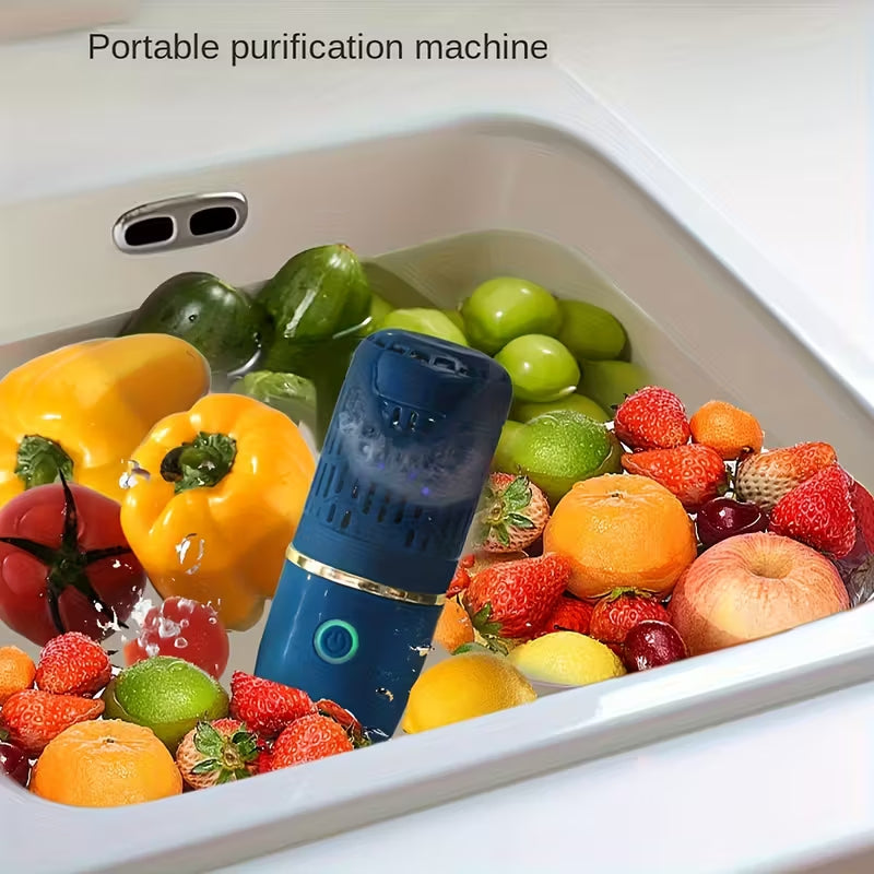 Portable USB Rechargeable Fruit and Vegetable Cleaner, Ultrasonic Food Purifier Machine for Veggies, Fruits, Meat & Seafood, Wireless Mini Food Cleaning Device for Home & Travel