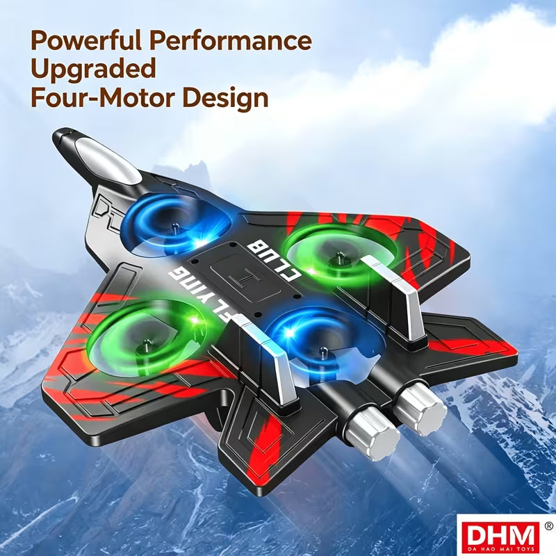 Drone, rechargeable battery, quadcopter with altitude hold/hover, affordable remote-controlled toy drone for beginners (indoor/outdoor use), fighter-jet style, RC aircraft; a great gift for boys and girls for Christmas, Halloween, or Thanksgiving.