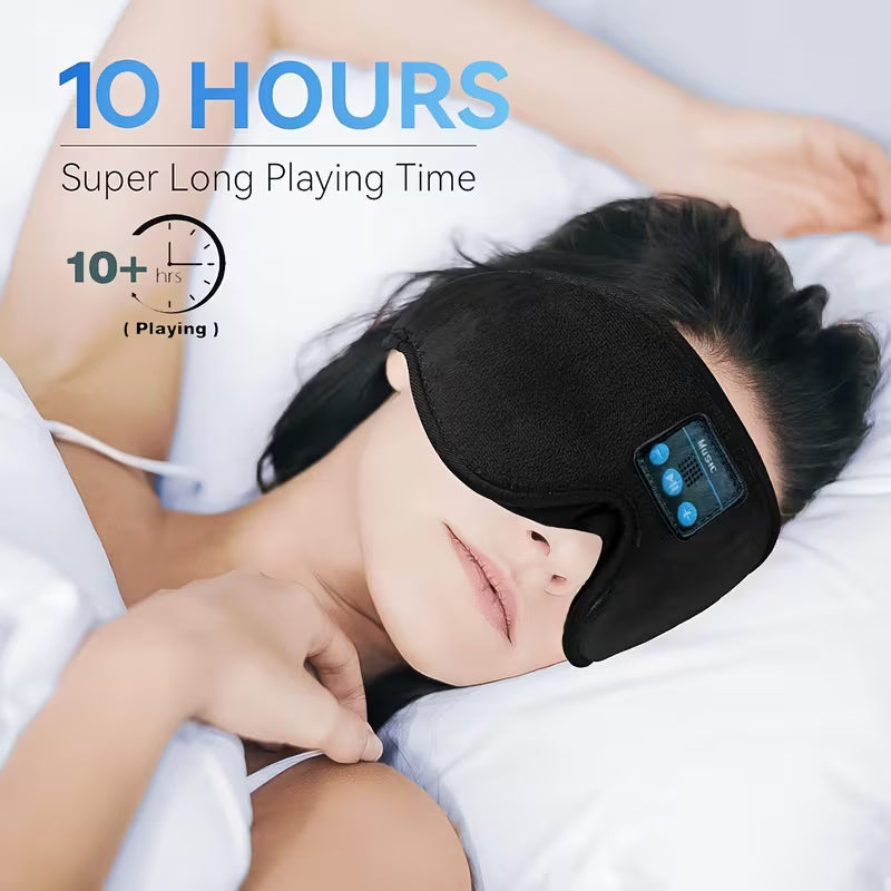 3D Bluetooth Sleep Mask with Built-in Headphones, Wireless Music Sleeping Eye Mask, 10H Playtime Light Blocking Sleep Headphones for Side Sleepers, Travel, Nap