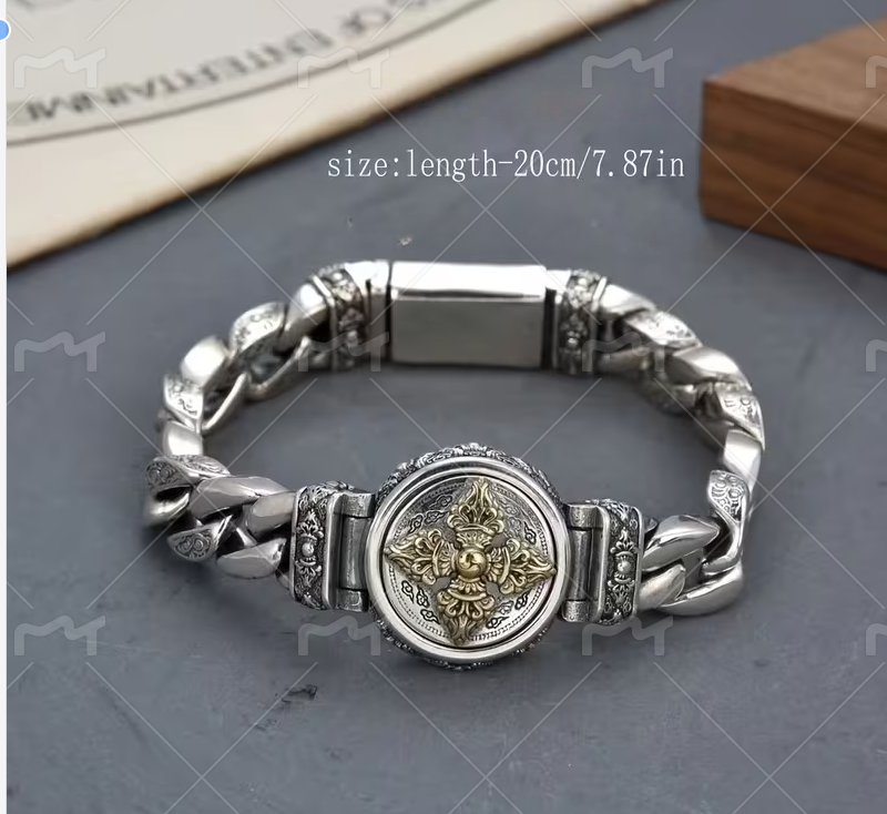 Eye-catching, classic, and durable: elevate your style by wearing this high-end, ethnic-inspired rotating bracelet.